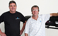 Sun City’s Ian Stewart and Reg Habib with RJ's Victor