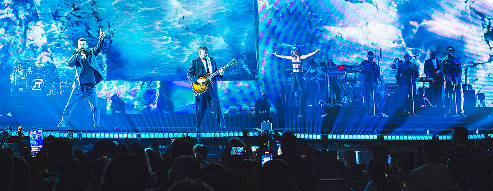 Les rampes bains de pieds Robert Juliat Dalis 864 accompagnent la tournée 'The Forget Tomorrow World Tour' de Justin Timberlake