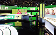 New INFOSPORT+ TV studio equipped with Robert Juliat Tibo LED profiles.