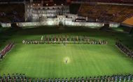 Robert Juliat Merlin followspots pick out individual talent at the Royal Edinburgh Military Tattoo in Wellington, New Zealand. Photo: © Blair McLaren